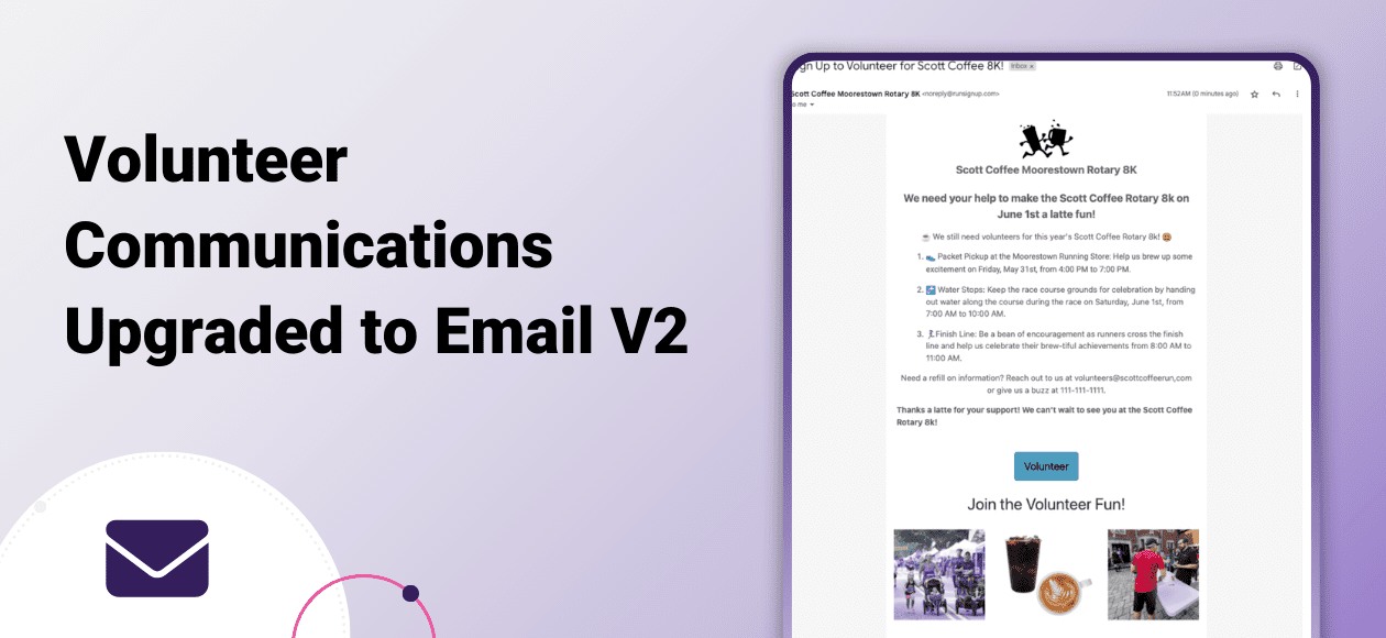 Volunteer Communications Upgraded to Email V2 - GiveSignup