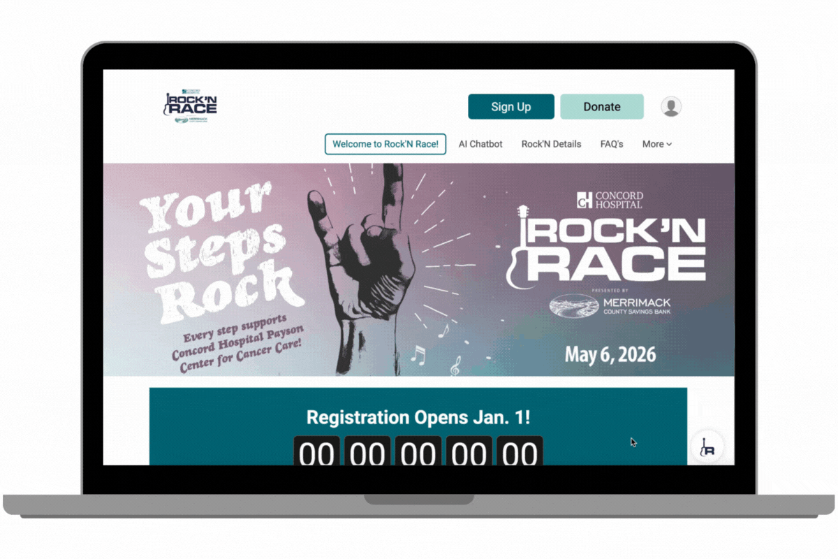 Rock'n Roll event page screen recoding AI chatbot