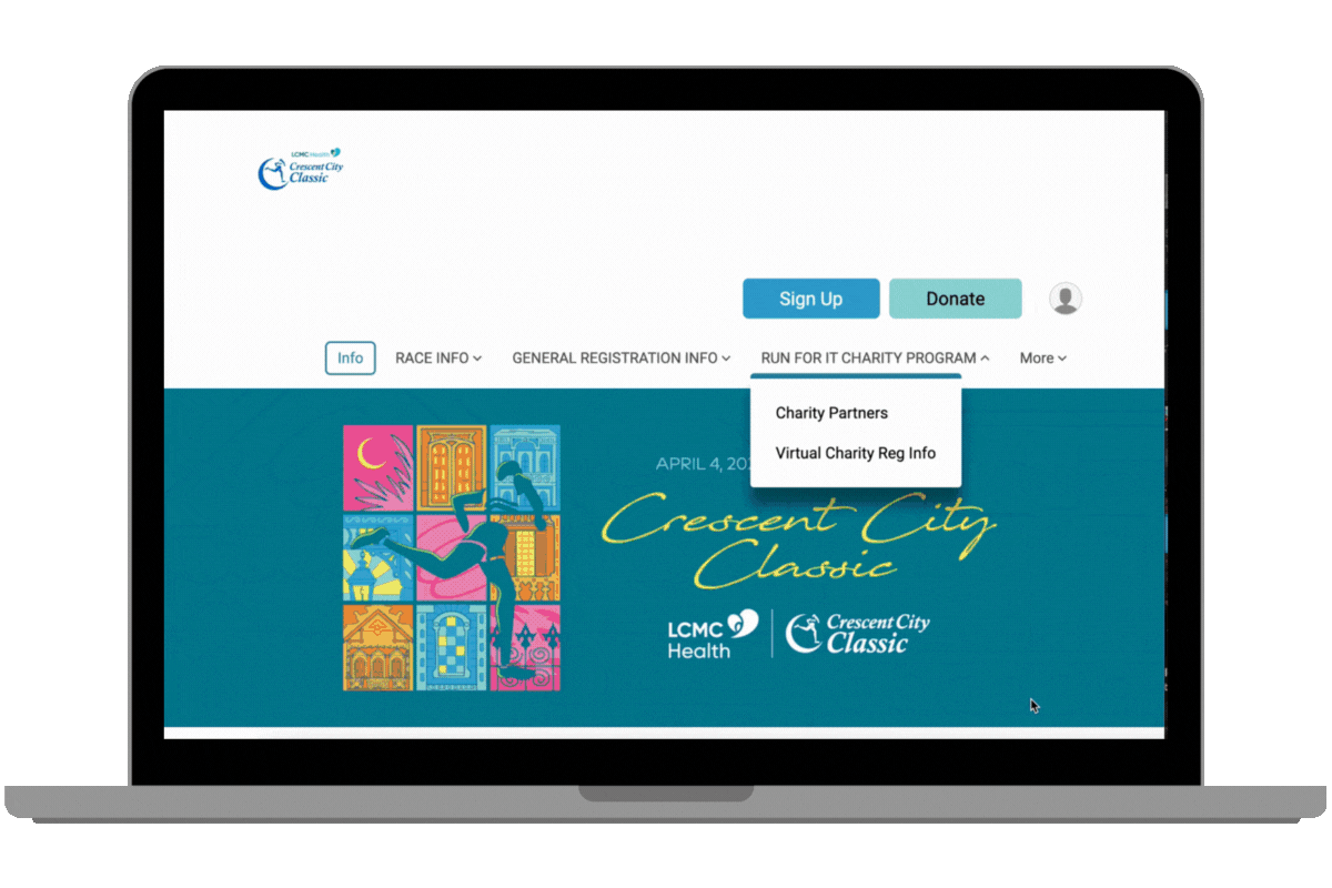 December Peer-to-Peer Roundup Screen recording Crescent City Classic charity page