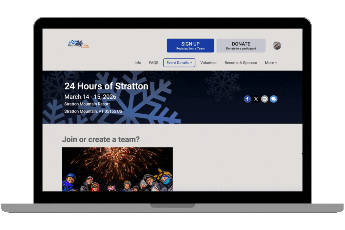 24 Hours of Stratton team page screen recording
