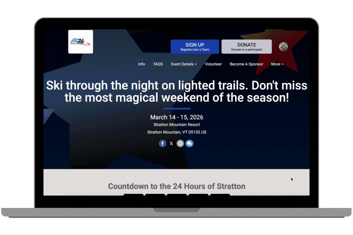 24 Hours of Stratton landing page screen recording