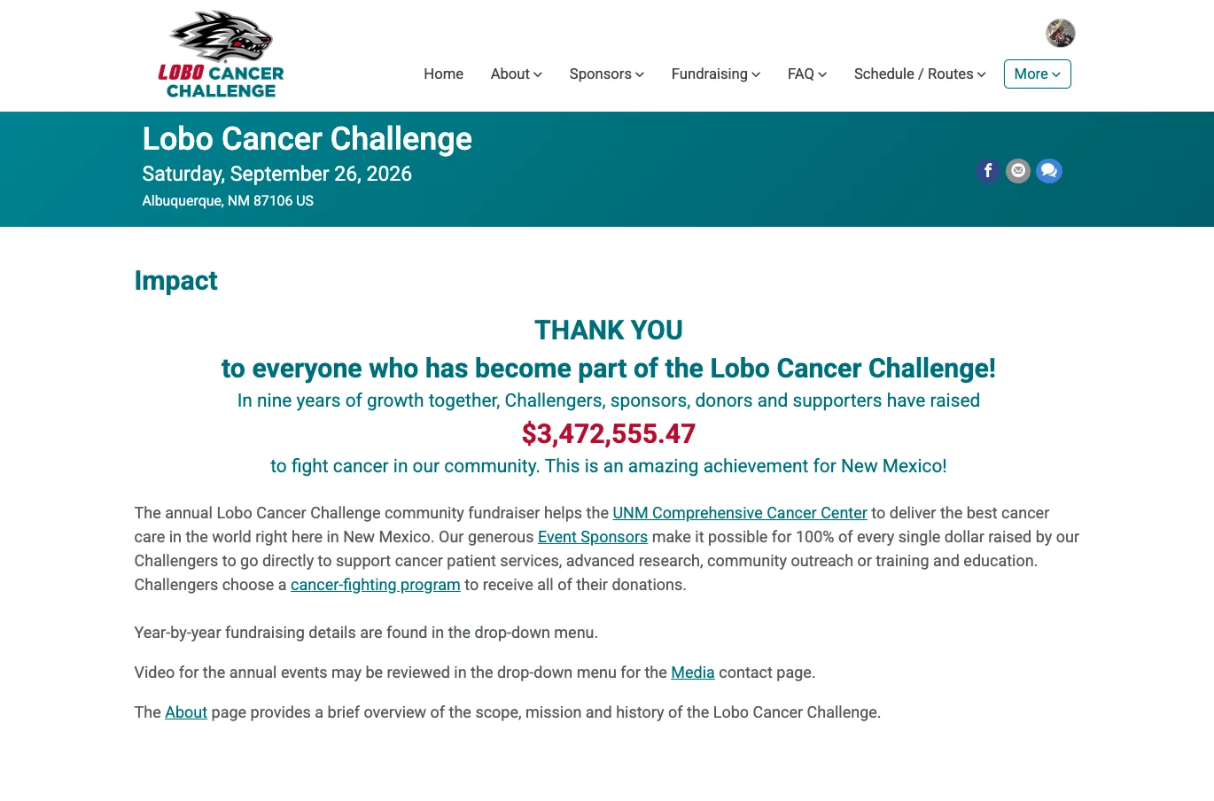 Lobo Cancer Challenge impact page