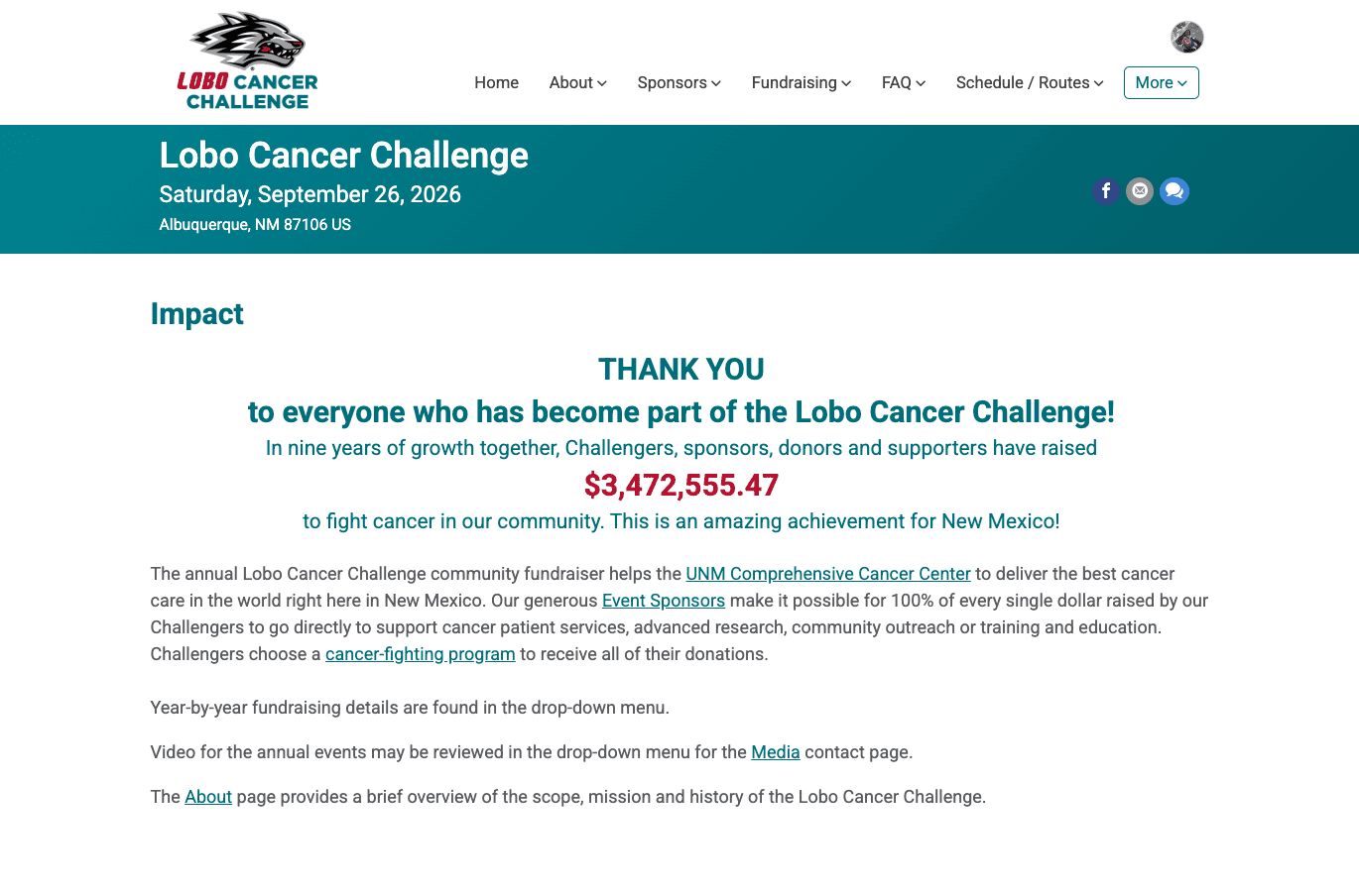 Lobo Cancer Challenge impact page