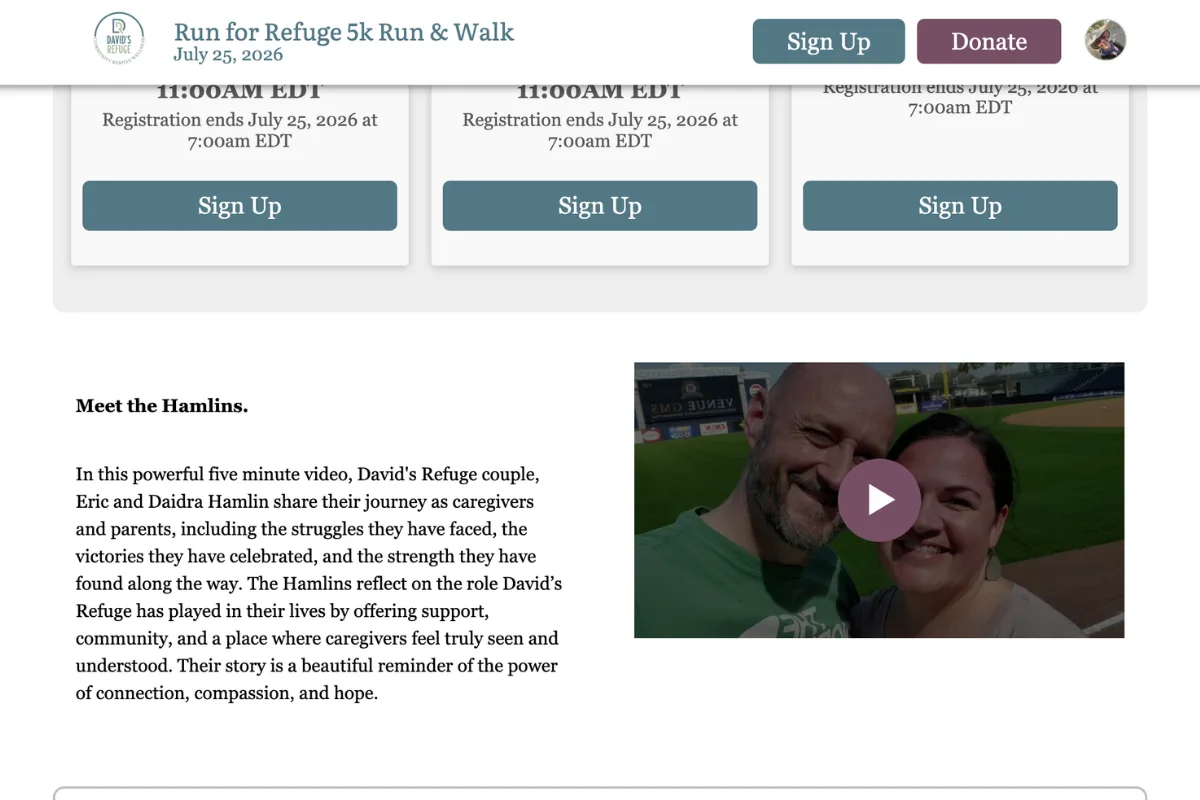 Run for Refuge video component
