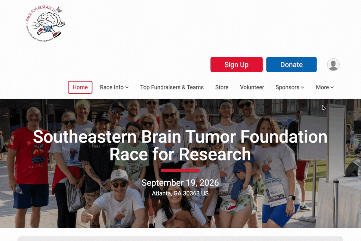 Southeastern Brain Tumor Foundation Race for research sponsor page