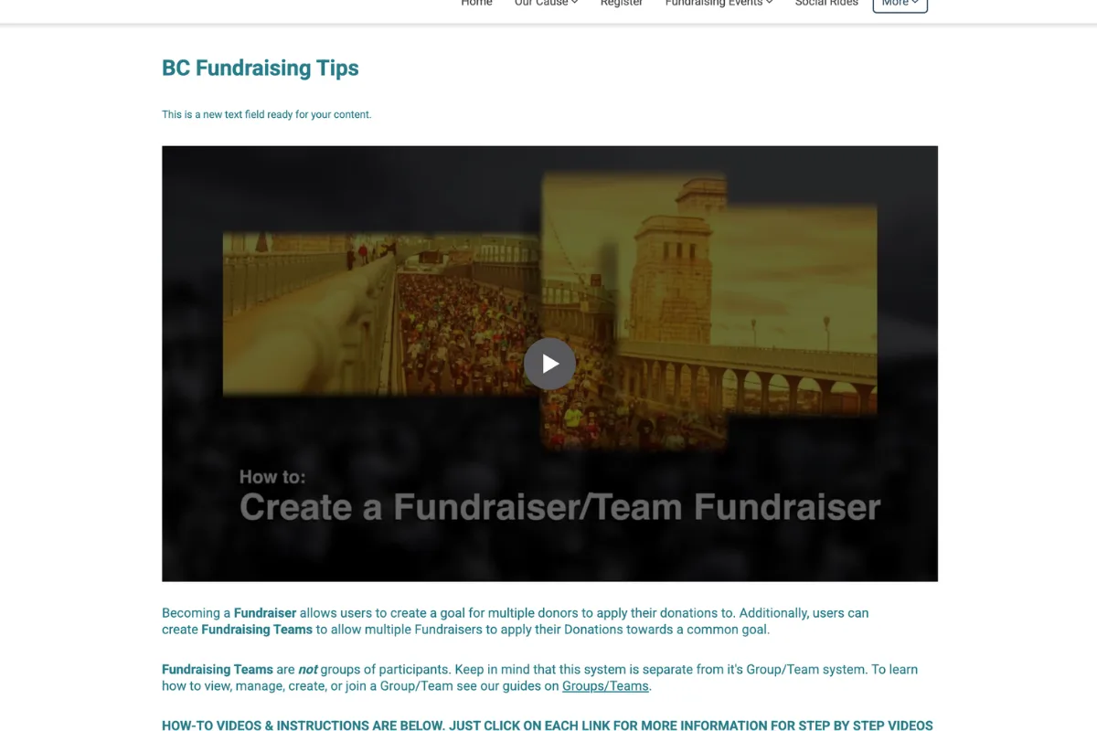 August 2026 customer Breakthrough Challenge fundraiser tips page