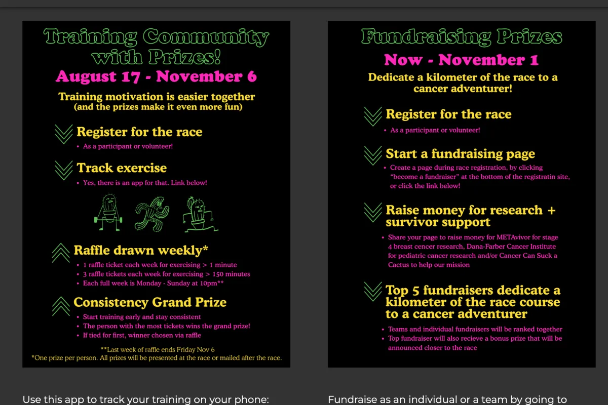 Cancer Can Suck a Cactus fundraising incentives page