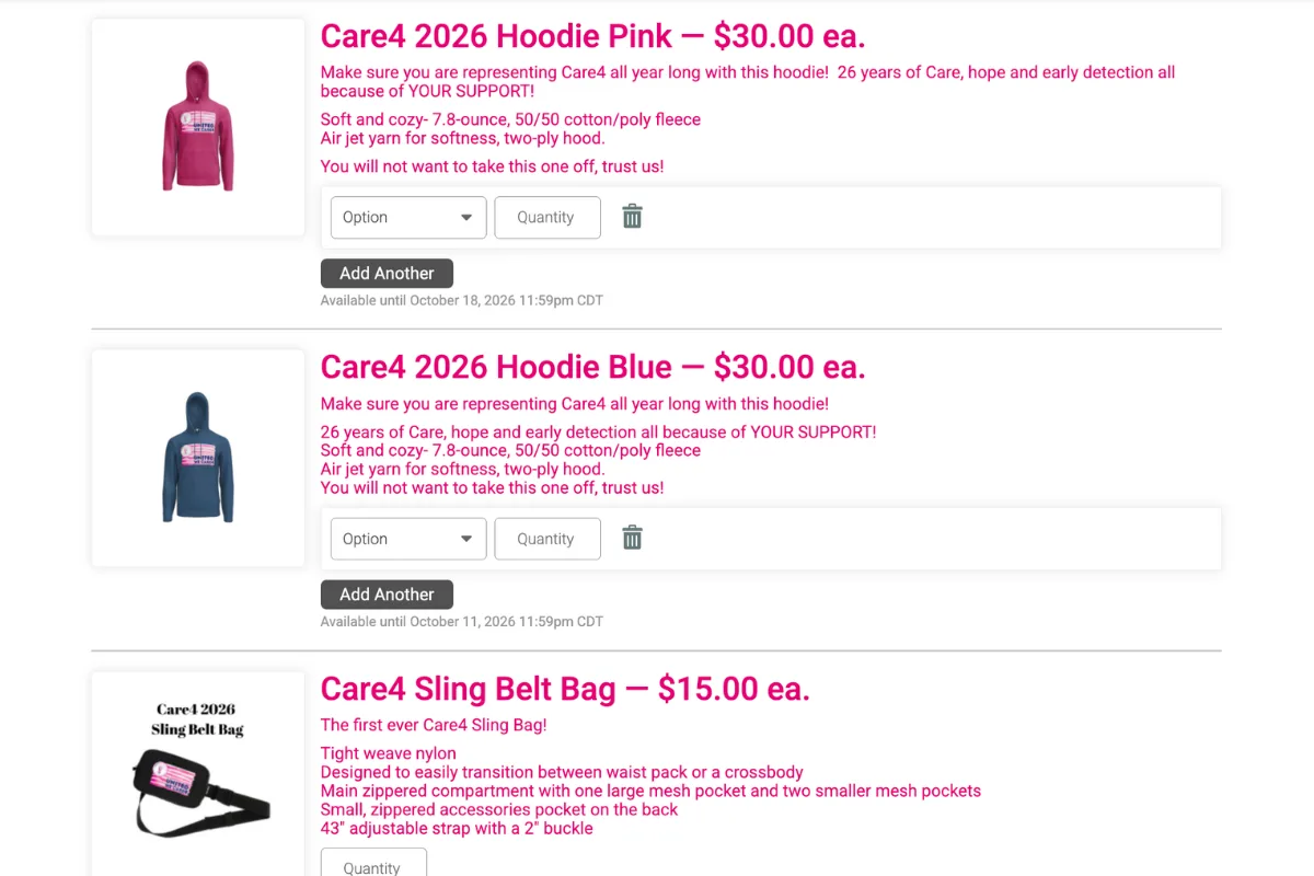 Care4 Breast Cancer 5K store page